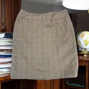 Banana Republic Wool Blend Pencil Skirt Sz 6 Plaid Lined Pockets Career Academia